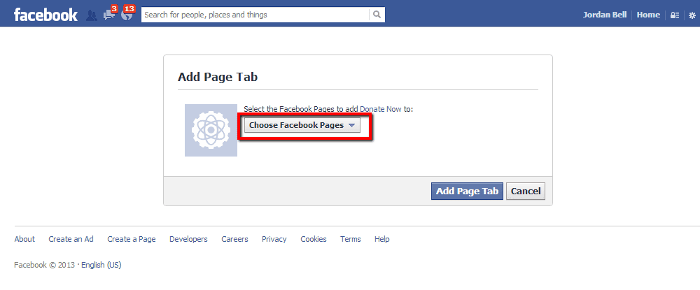 Select your Facebook Page